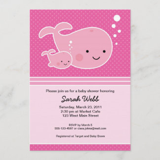 Whale Baby and Mommy Pink Invitation