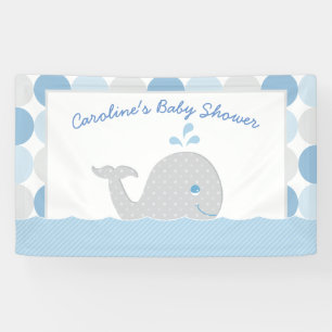 Whale Baby Boy Shower Banner in Blue and Grey