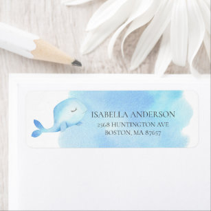 Whale Baby Shower Address Label