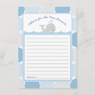 Whale Baby Shower Advice Card - Mod Blue Circles