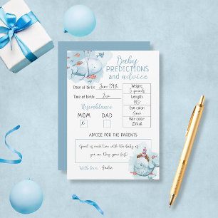 Whale Baby Shower Baby Predictions And Advice Card