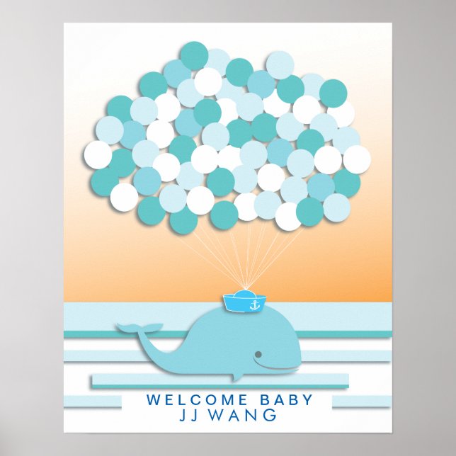 Whale | Baby shower guest book Print (Front)