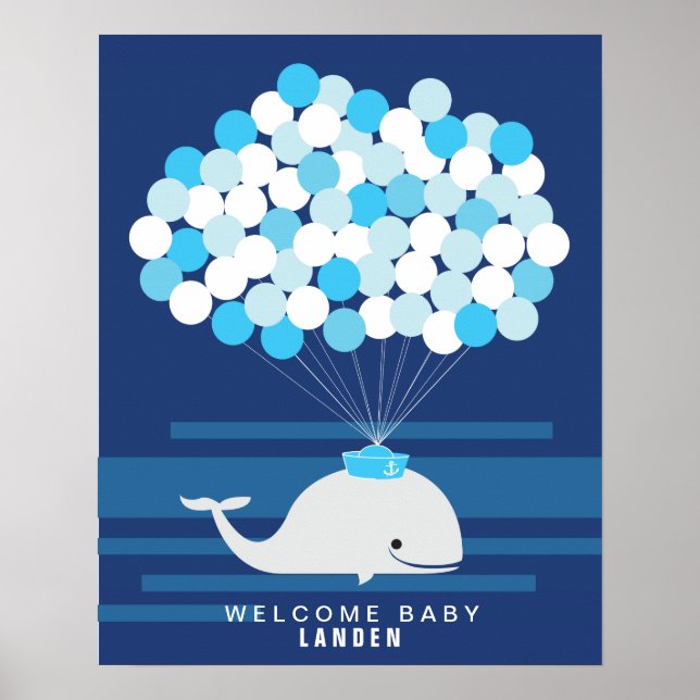 Whale | Baby shower guest book Print (Front)