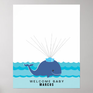 Whale   Baby shower guest book Print