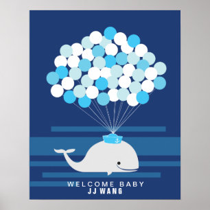 Whale   Baby shower guest book Print