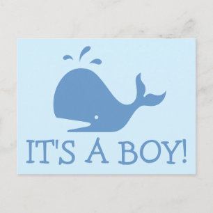 Whale baby shower postcards It's a boy!