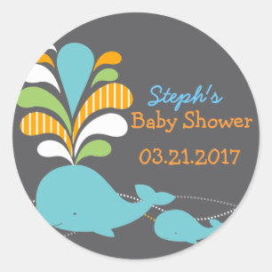 Whale baby shower sticker