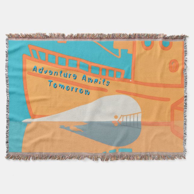 Whale Beneath The Harbour-Adventure Awaits Tomorro Throw Blanket (Front)