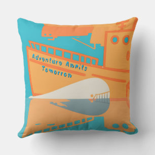 Whale Beneath the Harbour-Adventure Awaits Tomorro Throw Pillow