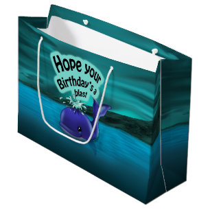 "Whale Birthday Gift Bag - Large, Glossy"