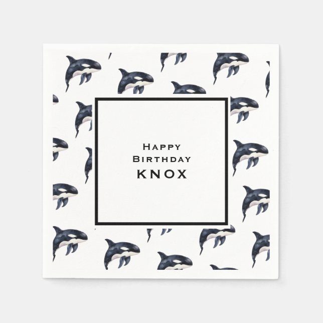 Whale Birthday Party Napkin (Front)