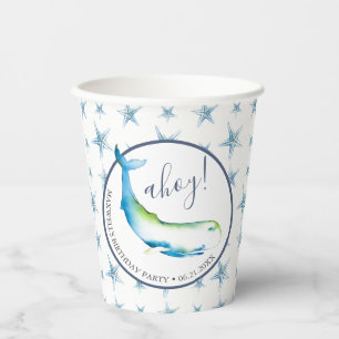 Whale Birthday Party Supplies Personalized Paper Cups