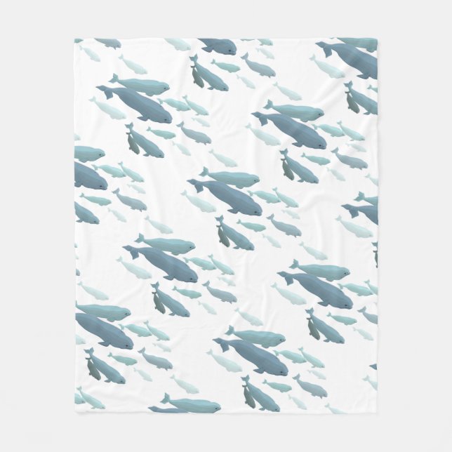 Whale Blanket Beluga Whale Art Fleece Blankets (Front)