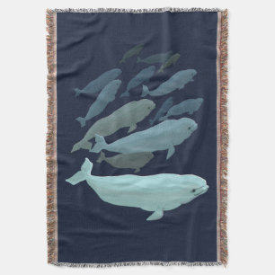Whale Blanket Beluga Whale Art Throw Blankets