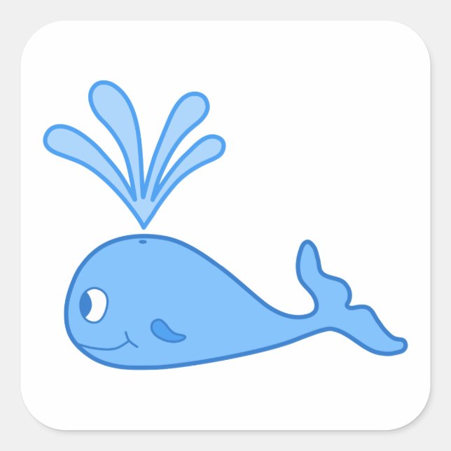 Whale, Blue. Square Sticker (Front)