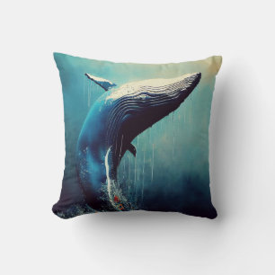 Whale Blue whale Animal Discovery Adventure Nature Throw Pillow