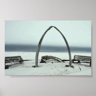Whale Bone Rib Arc and Skin Boat Frames at Barrow, Poster