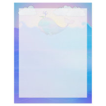 Whale Border -  8.5" x 11" Stationery Sheet