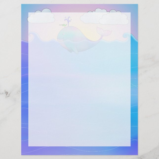 Whale Border -  8.5" x 11" Stationery Sheet (Front)