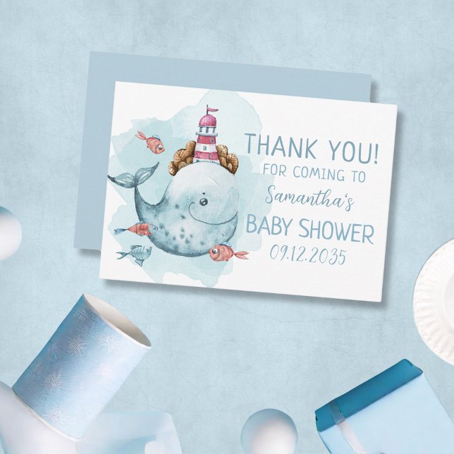 Whale Boy Baby Shower Thank You Card (Whale Boy Baby Shower Thank You Card
)