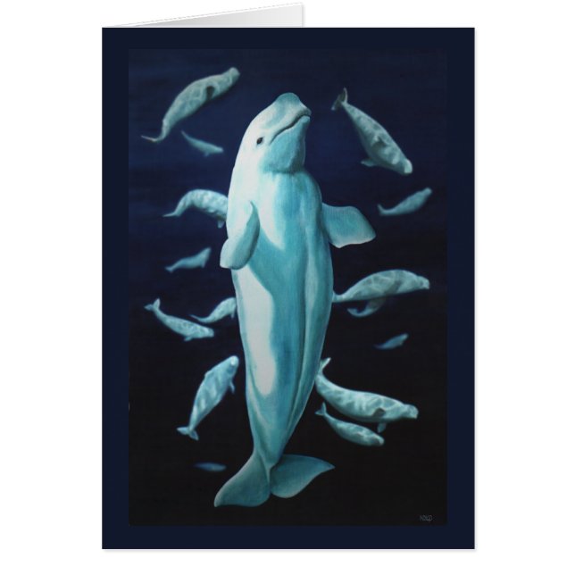 Whale Cards Personalized Beluga Whale Art Cards (Front)