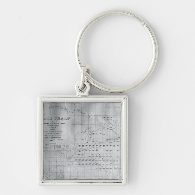 Whale Chart of the North Pacific, 1851 Keychain (Front)