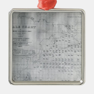 Whale Chart of the North Pacific, 1851 Metal Ornament