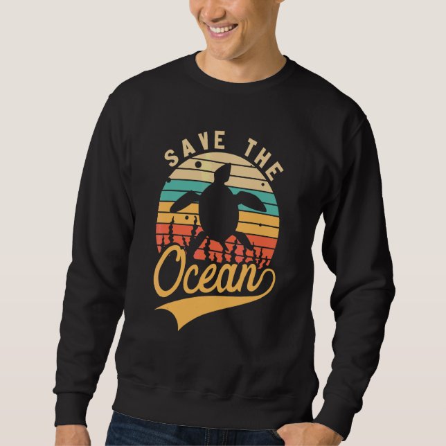 Whale Conservation  Save The Ocean Retro Sweatshirt (Front)