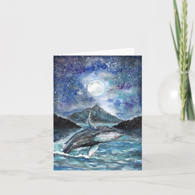 Whale Dance Under the Moon Thank You Card (Front)
