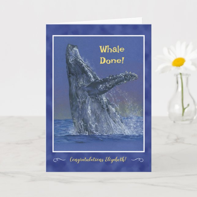 "Whale Done" Personalized Graduation Greeting Card (Small Plant)