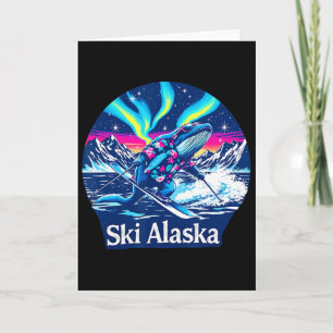 Whale Enjoying Skiing In Alaska Adventure  Card