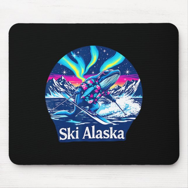 Whale Enjoying Skiing In Alaska Adventure  Mouse Pad (Front)