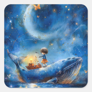 Whale Fantasy Square Sticker