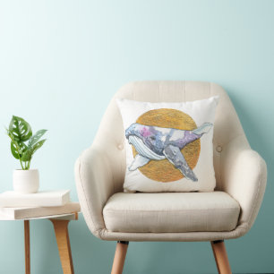 Whale Float Throw Pillow