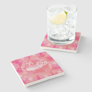 Whale flower of life stone coaster