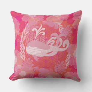 Whale flower of life throw pillow