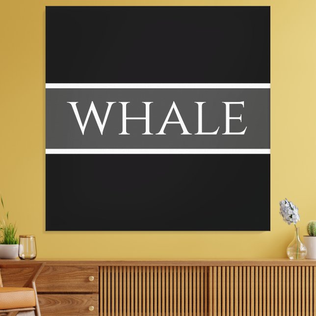 WHALE Fun Dark Grey Black White Orca Stripes Canvas Print (Insitu(LivingRoom))