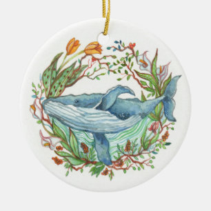 Whale Garden Ceramic Ornament