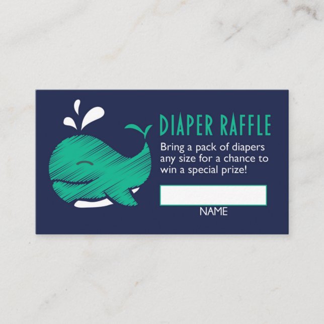 Whale Gender Reveal Diaper Raffle Ticket Enclosure Card (Front)