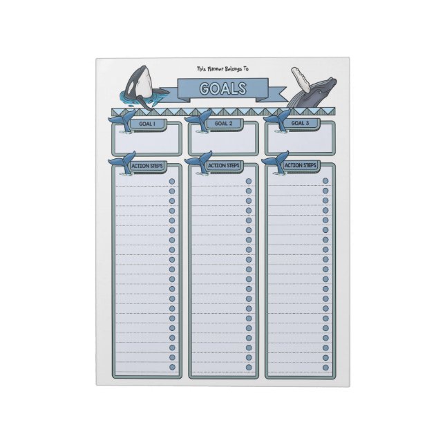 Whale Goal Planner Custom Notepad (Rotated)