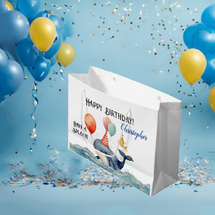 Whale Have a Splash Personalized Boys Birthday Large Gift Bag