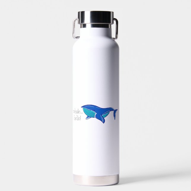 Whale Hello Personalized Water Bottle (Front)