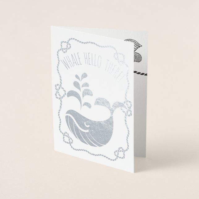 Whale Hello There Funny Nautical Pun All Occasion Foil Card (Front)