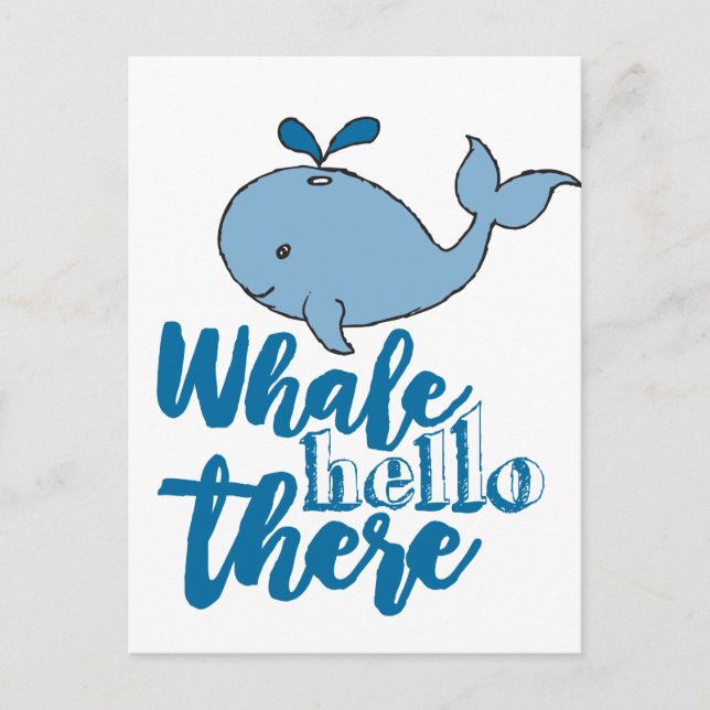 Whale Hello There Whale Cartoon Cute Baby Whale De Postcard (Front)