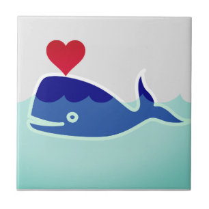 Whale in Ocean Cartoon  Tile