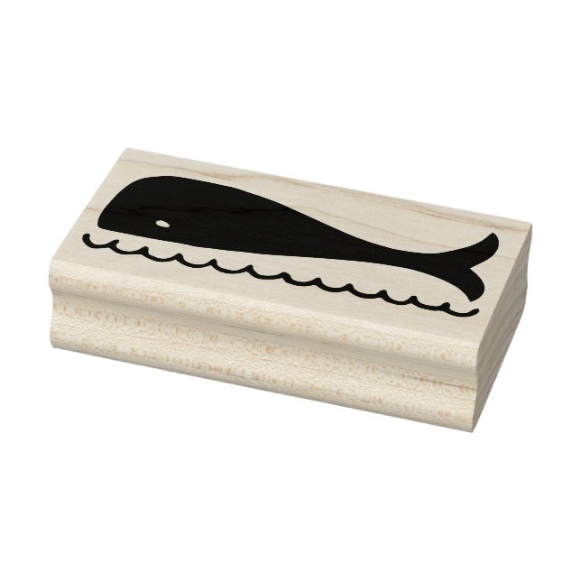 Whale in Sea Facing Left Rubber Art Stamp (Stamp)