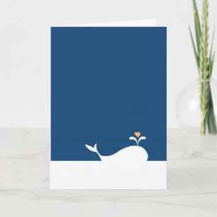 Whale in the blue ocean with love heart holiday card