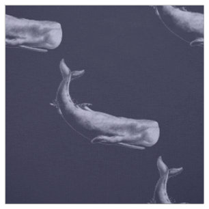 Whale in the Deep Blue Fabric