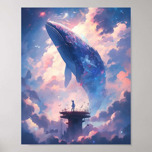 Whale In The Sky Fantasy Art Poster (Front)
