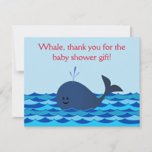 Whale It's A Boy Baby Shower Flat Thank You Note Card